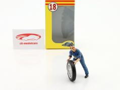 mecánico Georges en el azul mono 1930 Años cifra 1:18 LeMansMiniatures