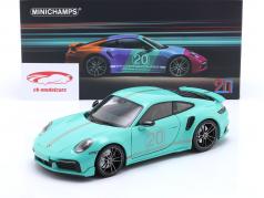 Porsche 911 (992) Turbo S Coupe Sport Design 2021 Mintgrøn 1:18 Minichamps