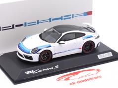 Porsche 911 (992) Carrera S ano de construção 2019 branco / azul 1:43 Spark