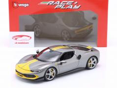 Ferrari 296 GTB Assetto Fiorano Année de construction 2022 Gris métallique / jaune 1:18 Bburago
