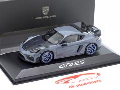 Porsche 718 Cayman GT4 RS 2022 cinza ártico 1:43 Minichamps