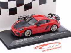 Porsche 718 (982) Cayman GT4 RS 2021 vermelho / Jantes de neodímio 1:43 Minichamps
