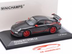Porsche 911 (997.II) GT3 RS 3.8 Bouwjaar 2009 Grijs met rood decor 1:43 Minichamps
