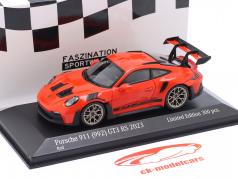 Porsche 911 (992) GT3 RS 2023 red / golden rims & decor 1:43 Minichamps