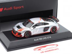 Audi R8 LMS GT4 Presentation Car sølvgrå / rød / sort 1:43 Spark