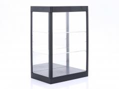 Enkelt vitrine med Led lys og Spejl til vægt 1:18, 1:24, 1:43 sort Tredobbelt 9