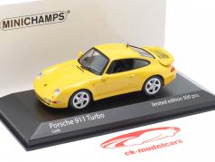 Porsche 911 (993) Turbo Bouwjaar 1995 geel 1:43 Minichamps