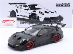 Porsche 911 (992) GT3 RS Byggeår 2023 sort / Rød fælge 1:18 Minichamps