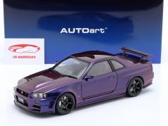 Nissan Skyline GT-R (R34) Nismo Z-tune 2005 paars metalen 1:18 AUTOart