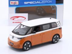 Volkswagen VW ID. Buzz Bouwjaar 2023 oranje / wit 1:24 Maisto