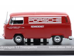 Volkswagen VW T2 Entrega camioneta Porsche Renndienst 1972 rojo 1:43 Minichamps
