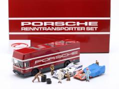 Set: 24h LeMans 优胜者 1970-71 Porsche 917 & 赛车运输车 1:43 Brumm