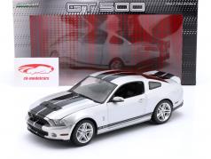 Shelby Cobra GT500 Bouwjaar 2011 zilver / zwart 1:18 Greenlight
