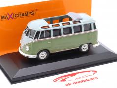 Volkswagen VW T1 Samba Année de construction 1961 vert / gris 1:43 Minichamps