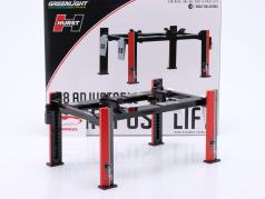 Einstellbare Vier-Säulen Hebebühne Hurst schwarz / rot / weiß 1:18 Greenlight