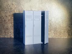 Estante del casillero 3 puertas gris azulado 1:18 Dioramatoys