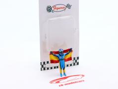 数字 Fernando Alonso 和 旗帜 蓝色的， 黄色的 1:43 Cartrix