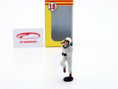 Bestuurder figuur witter helm LeMans begint Jaren 60/70 Jaren 1:18 LeMansMiniatures
