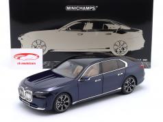 BMW i7 (G70) Bouwjaar 2022 donkerblauw metalen 1:18 Minichamps