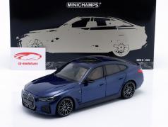 BMW i4 M50 ano de construção 2022 azul metálico 1:18 Minichamps