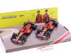 2-Car Set Ferrari: Leclerc #16 & Sainz #55 formule 1 2024 1:43 Bburago