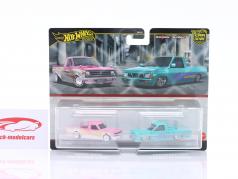 2-Car Set Datsun Sunny Truck (B120) 1975 & Nissan Custom Hardbody (D21) 1993 1:64 HotWheels