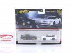 2-Car Set: Nissan 180SX Type X byggeår 1996 sort & Nissan SilEighty hvid 1:64 HotWheels