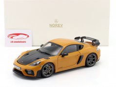 Porsche Cayman GT4 RS Pacchetto Weissach 2023 Bahamas giallo 1:18 Norev