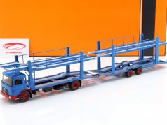 MAN F7 Autotransporter met Aanhangwagen Bouwjaar 1970 blauw 1:43 Ixo