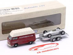 Volkswagen VW T2A Trailer & Porsche 804 silver / red 1:87 Bubmobile