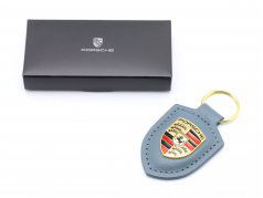 Leather keychain Porsche Badge shoreblue metallic