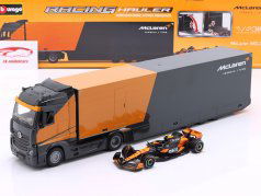 Mercedes-Benz Actros 公式 1 赛车运输车 和 McLaren MCL38 #4 Norris 1:43 Bburago