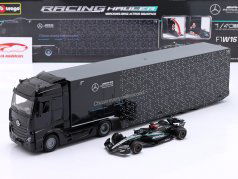 Mercedes-Benz Actros 公式 1 赛车运输车 和 Mercedes FW15 #63 Russell 1:43 Bburago