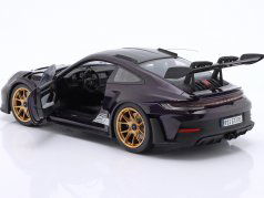 Porsche 911 (992) GT3 RS Paquete Weissach 2024 viola metálico 1:18 Solido