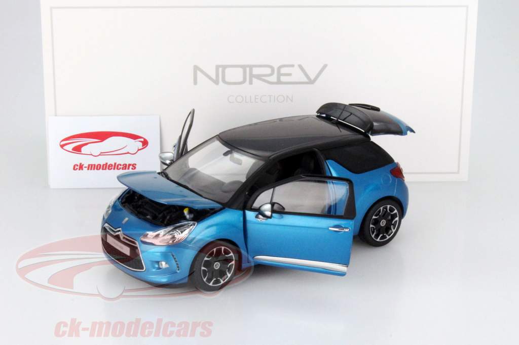 Citroen DS3 År 2011 blå med sort Tag 1:18 Norev
