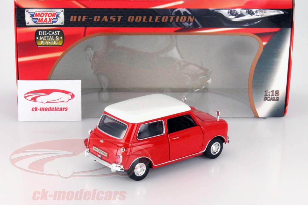 Old Мини Cooper красный / белый 1:18 MotorMax