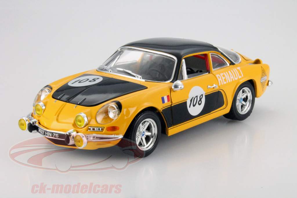 Bburago 1:18 Alpine Renault A110 1600S #108 1971 yellow