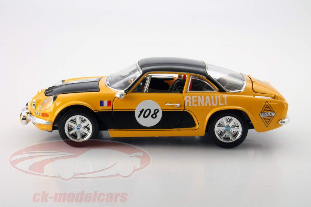 Bburago 1:18 Alpine Renault A110 1600S #108 1971 yellow