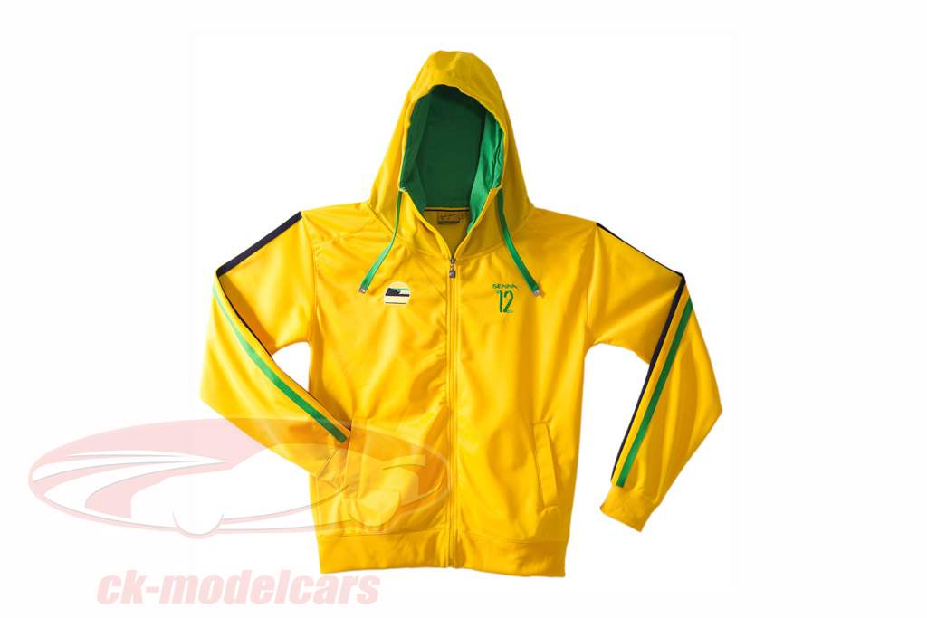 Ayrton Senna Giacca con cappuccio Casco giallo Dimensione XS