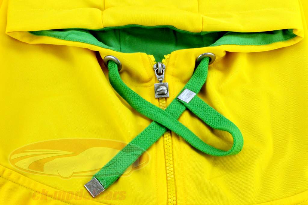 Ayrton Senna Giacca con cappuccio Casco giallo Dimensione L