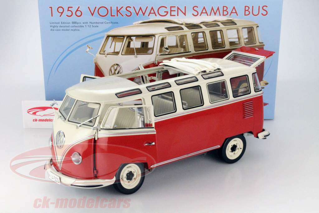 Volkswagen VW Samba Bus Année 1956 beige gris / cire à cacheter rouge 1:12 Sunstar