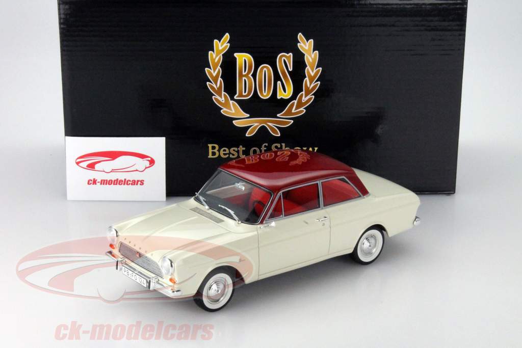 フォード·タウヌス12M（P4）ホワイト/バーガンディ午前1時18分のBOSモデル