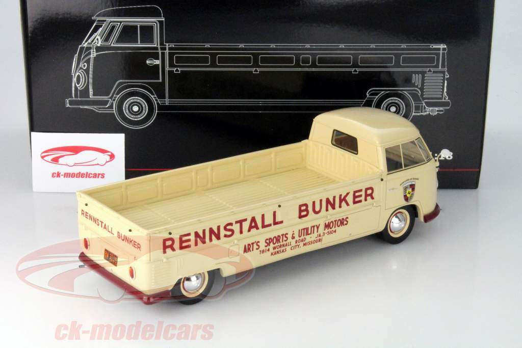 Volkswagen VW T1 Long flatbed Stable Bunker beige 1:18 PremiumClassiXXs