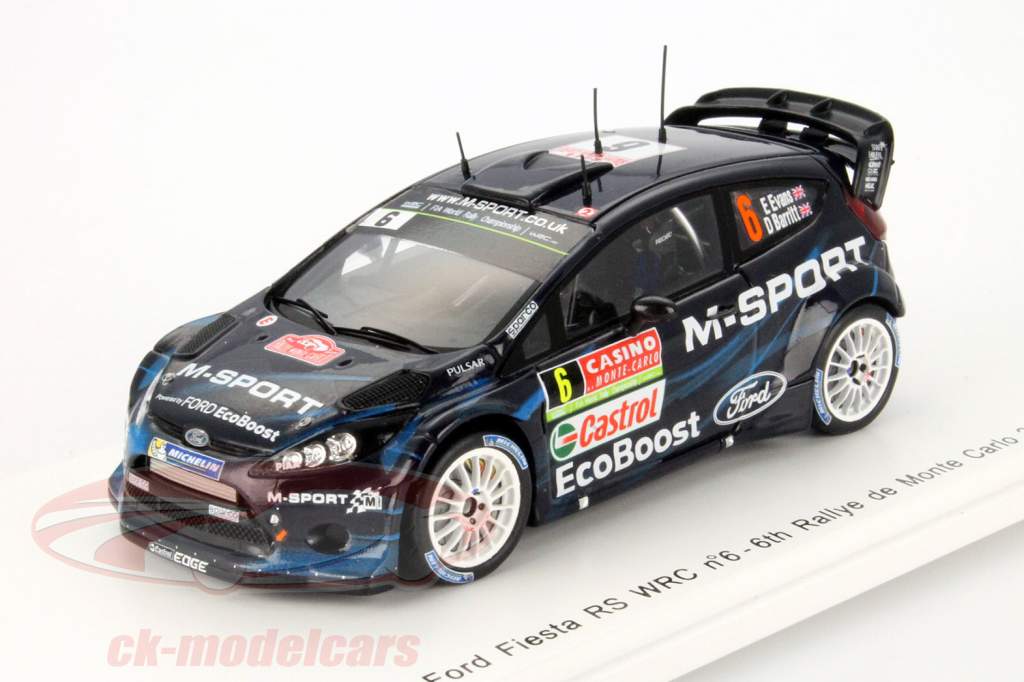 福特嘉年华RS WRC赛车＃6第六蒙特卡洛拉力赛2014埃文斯，Barritt 1点43分星火