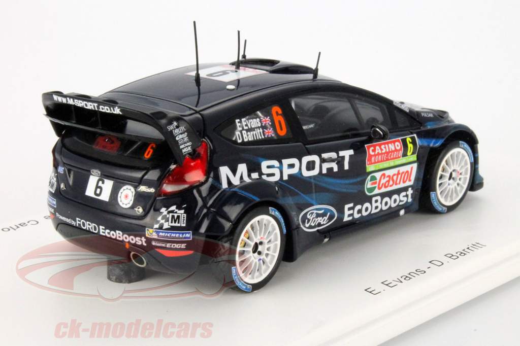 福特嘉年华RS WRC赛车＃6第六蒙特卡洛拉力赛2014埃文斯，Barritt 1点43分星火