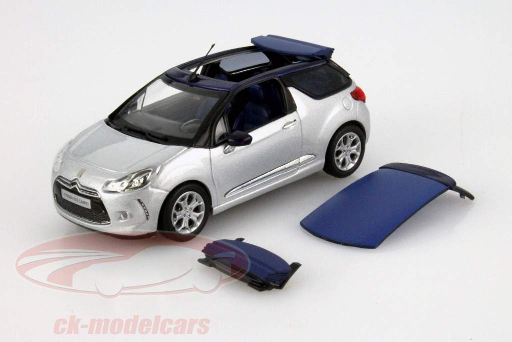 Citroen DS3 Kabriolet Jaar 2013 aluminium grijs / blauw 1:43 Norev