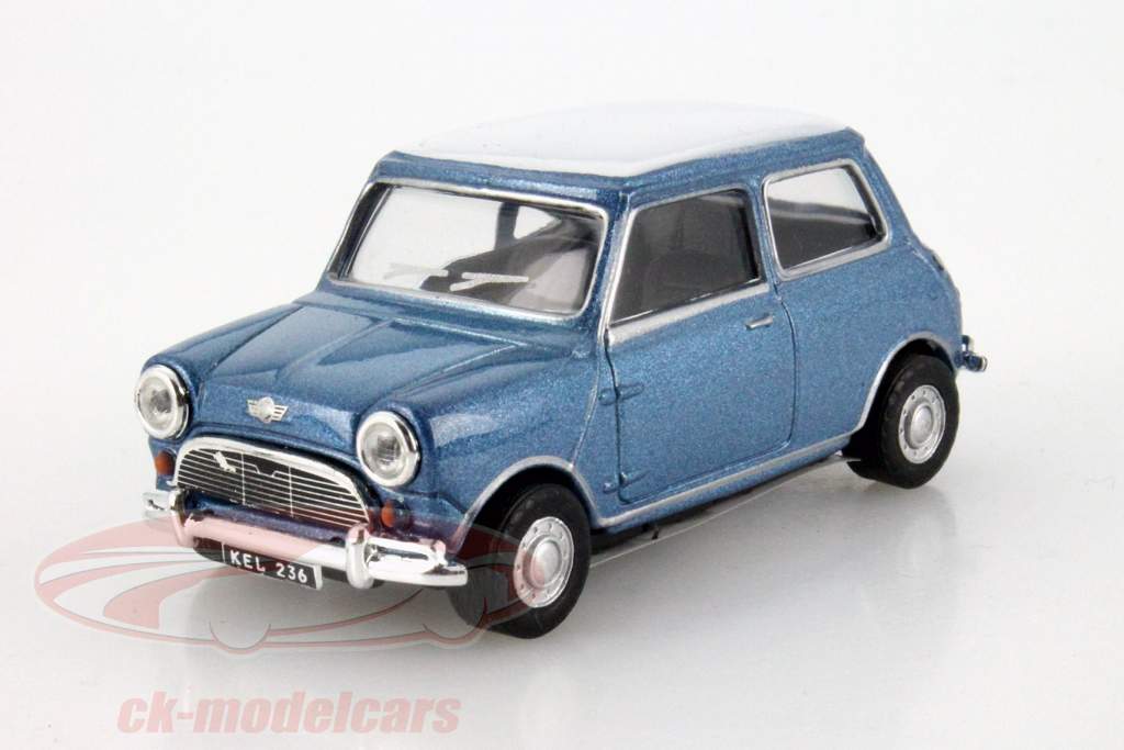 Mini Cooper Year 1969 blue metallic / white 1:43 Cararama