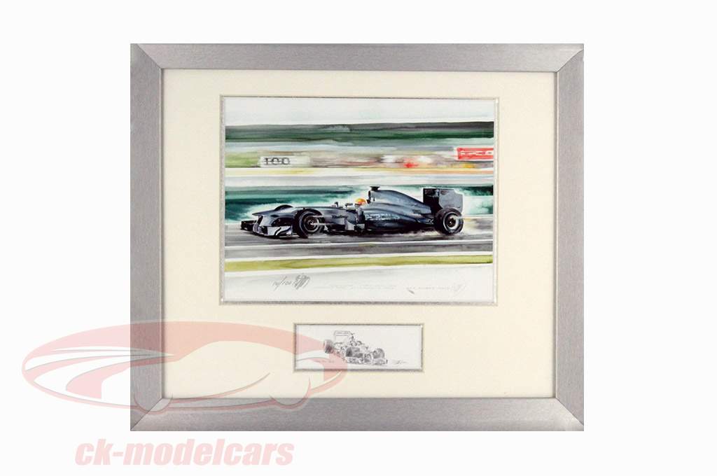 图片： 刘易斯 汉密尔顿 奔驰 F1 W04 2013 格式 25 x 30 厘米 包括 骨架