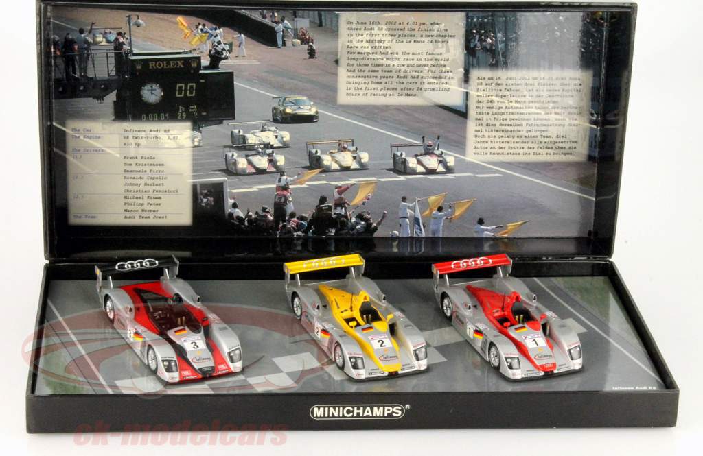 Minichamps 1:43 Audi R8 Infineon 3-Car Set #1 #2 #3 1st, 2nd