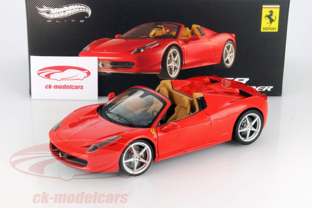 Ferrari 458 Spider 年 2012 红 1:18 HotWheels Elite